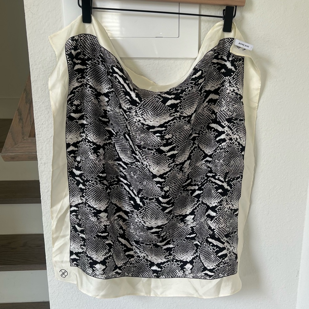 NWOT Anine Bing Snake Print Silk Scarf
